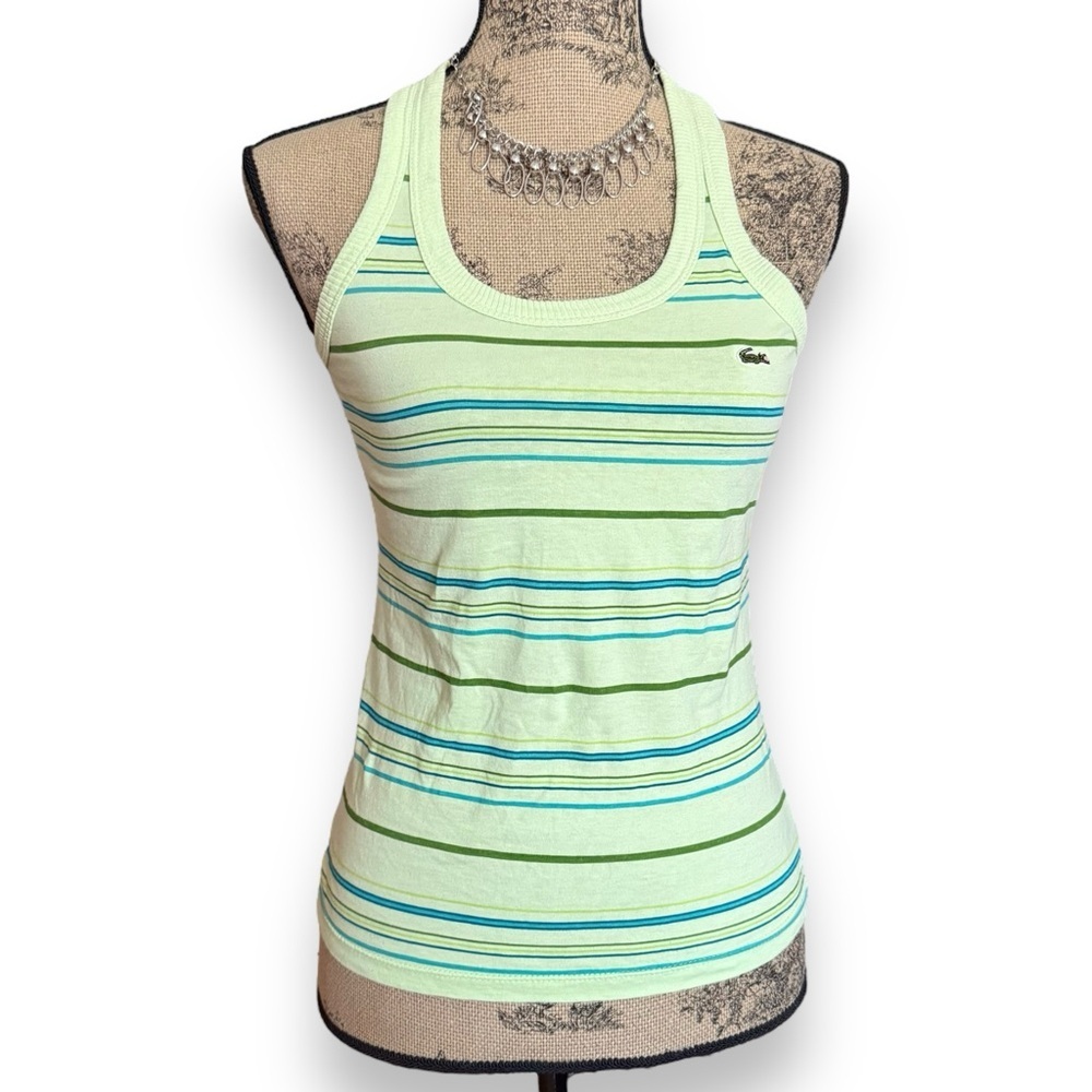 Lacoste Green Striped Tank Top Size S